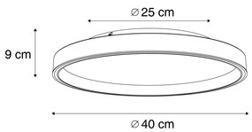 Designerska lampa sufitowa biała z drewnem 40 cm z LED z 3-stopniowym przełącznikiem - IngoDesignerski Oswietlenie wewnetrzne