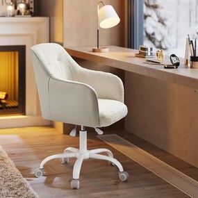 Krzesło biurowe SABINA, max. 110 kg, białe/beżowe SongmicsHome