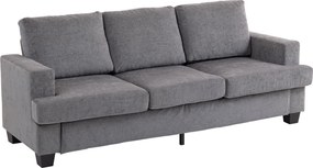 HOMCOM 3-osobowa sofa, sofa do salonu dla 3 osób, pokrycie z tkaniny, stalowa rama, tapicerowana sofa, Szary