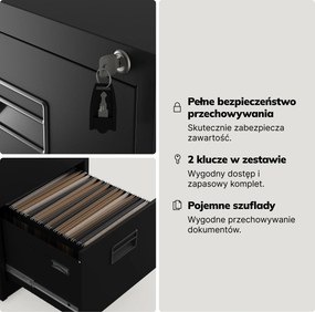 Szafa kartotekowa metalowa czarna, 460x1625,5x600 mm: SARA V5