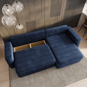 Masseno Narożnik TELIN z funkcją spania i pojemnikiem na pościel Narozniki L, Rozkładana sofa - Niebieski, TILIA 77