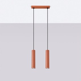 Lampa wisząca loft Toris, stal - 2 źródło światła 4000K - L.30 x H.105 cm - ochra czerwona