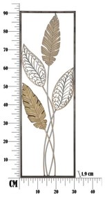 Dekoracja ścienna w złotym kolorze Mauro Ferretti Foglie, 30,5x91 cm
