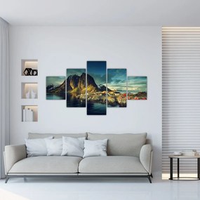 Obraz wioski rybackiej w Norwegii (125x70 cm)