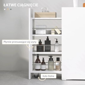 HOMCOM Wąska Szafka Łazienkowa, Szafka Podłogowa z Głęboką Szufladą, Wolnostojąca Szafka Łazienkowa, Płyta Wiórowa, Biały