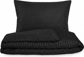 Kvalitex Pościel satynowa Stripe czarny, 140 x 200 cm, 70 x 90 cm