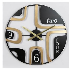 Zegar ścienny 1xAA śr. 60 cm czarny/złoty