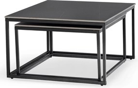 Zestaw Stolików Kawowych TENOR Czarny Marmur/Czarny do Salonu Glamour