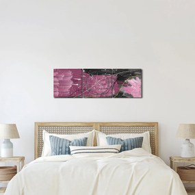 Obraz - Różowo - czarna abstrakcja (z zegarem) (90x30 cm)
