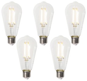 Zestaw 5 E27 3-staps dimbaar LED lamp ST64 clear 6W 700 lm 2700K