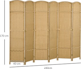 HOMCOM 6-częściowy Parawan, Składany Parawan do Ochrony Prywatności, Ścianka Działowa do Salonu, Sypialni, Biura Domowego, Naturalny