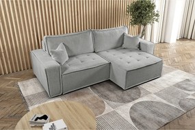 Narożnik z funkcją spania w kształcie L Bohoo, tkanina Raven, Ciemnobeżowy, Prawy