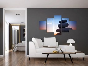 Obraz ułożonych kamieni jeden na drugim (125x70 cm)