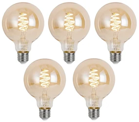 Zestaw 5 Inteligentna ściemniana żarówka LED E27 G95 bursztynowa 4,9W 320lm 2500K