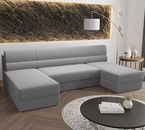 Szary sztruksowy narożnik z pojemnikiem - Torvesso