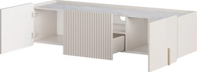 Szafka RTV Malmi 150 cm wisząca - kaszmir / crema bianca / złoty