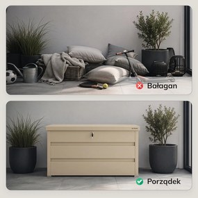 Metalowa skrzynia ogrodowa Carrie 360 litrów, 119 × 58 × 52 cm, kolor beżowy