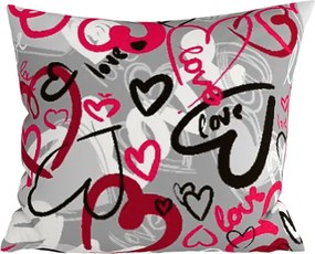 Poliestrowo-bawełniana poszewka na poduszkę STREET LOVE POLY 45x45 cm, szara