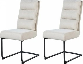 Zestaw krzeseł 2 szt. - tkanina i czarny metal - brązowy - MARKAR