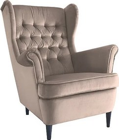 Fotel uszak HARRY VELVET beżowy