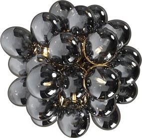 Designerska lampa sufitowa czarna z przydymionym szkłem 6 świateł - Uvas