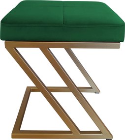 Pufa ZETA tkanina Welur loft ławka podnóżek metal : Kolor Stelaża - Złoty, Kolor tkaniny - VELVET - MG25, Typ tkaniny - Velvet