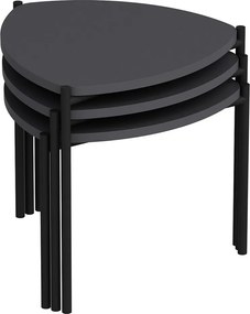 Zestaw stolików pomocniczych Lenny Anthracite, 3 szt.