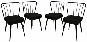 Zestaw krzeseł do jadalni Yildiz Black and Black, 4 szt., 4 szt.