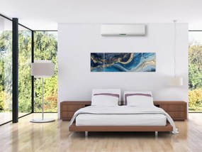 Obraz - Abstrakcyjny niebiesko-złoty marmur (170x50 cm)
