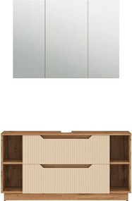 Zestaw mebli łazienkowych dąb/kaszmir w paski 119.2x35x62.5 lotta