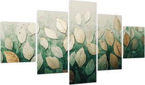 Obraz - Złoto-zielone liście (125x70 cm)