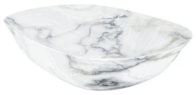 Umywalka  ceramiczna nablatowa owalna marmurowa biała bez otworu na baterię 60 x 42 cm MARMO White
