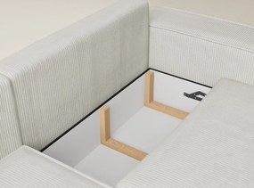 Kremowy sztruksowy rozkładany/ze schowkiem narożnik (lewostronny/w kształcie litery L) Tonga – Maison de Rêve