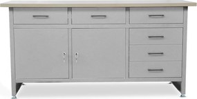 Stół warsztatowy HENRY, 1700 x 850 x 600 mm, szary