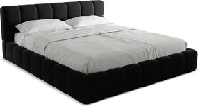 Łóżko 200 x 228 - z weluru - czarny - NALU