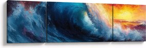 Obraz - Fala o zachodzie słońca (170x50 cm)