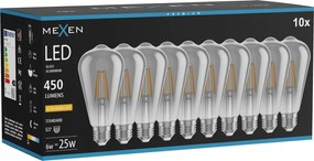 Mexen Vintis 10x żarówka filament LED E27, ST64, 6W, Ciepła - 2200K, 450 lm, smoke - L152-E27-0622-70x10