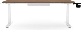 Biurko elektryczne z regulacją wysokości ergonomiczne białe/orzech,1600x800 mm: ARIA