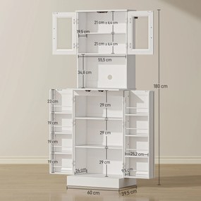 HOMCOM Biała szafka kuchenna z regulowaną półką drzwi akrylowe otwór na kable do kuchni i salonu | Aosom PL