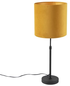 Lampa stołowa regulowana czarna klosz welurowy ochra 25cm - ParteWiejski/ Rustykalny / Vintage Oswietlenie wewnetrzne