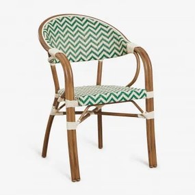 Krzesło Do Jadalni Brielle Bistro Stackable Aluminum Z Podłokietnikami Green - Gardenia Biel - Sklum