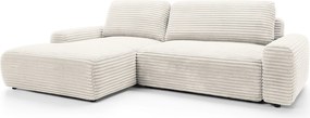 Masseno Narożnik OSSO z funkcją spania i pojemnikiem na pościel Narozniki L, Rozkładana sofa - Kremowy, AMBIENCE 01