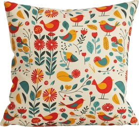 Poszewka na poduszkę z mikrofibry RETRO BIRD 45x45 cm, kolorowy