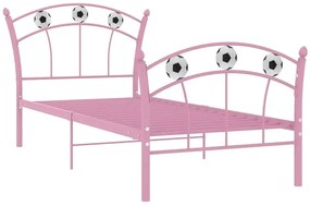 Różowe metalowe łóżko dla dziewczynki z motywem piłki 90x200 cm T2-P03