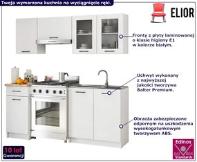 Mały komplet białych mebli kuchennych z witryną 180 cm - Vivienne