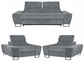 Zestaw mebli wypoczynkowych salonu Savio Sofa 2os fotele szare Family Meble
