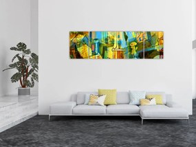 Obraz - Architektura, abstrakcja kubistyczna (170x50 cm)