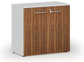 Szafa biurowa z drzwiami PRIMO WHITE, 800 x 420 x 740 mm, biały/orzech