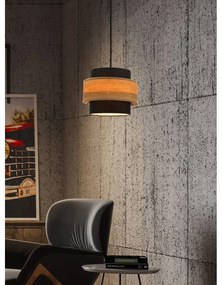 Czarno-naturalna lampa wisząca z tekstylnym kloszem ø 20 cm Twin – Candellux Lighting