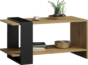 Prostokątna Ława Czarny Z Półką Dąb Artisan + F2-B40